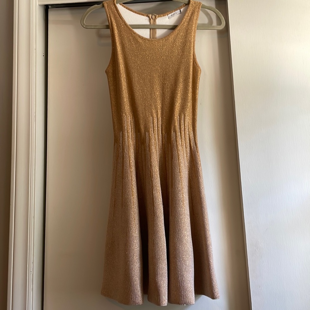 Gig a-line gold mini dress